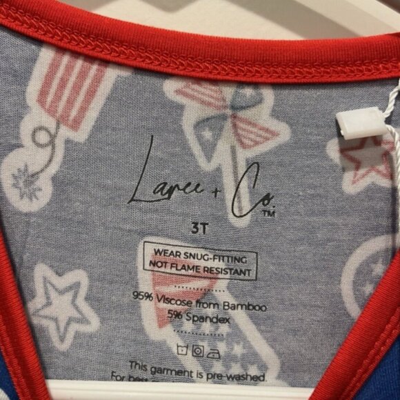 Laree + Co Kids Ruffle Footless Pajamas Patriotic Ruffle Snap 3T New With Tags - Picture 3 of 5